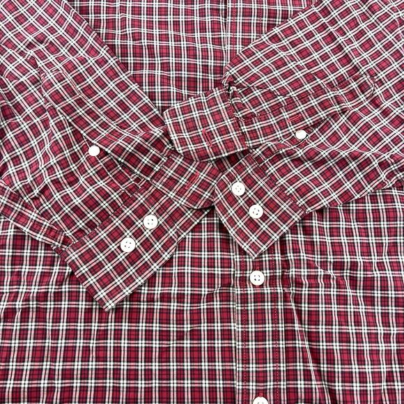 Eddie Bauer Red Plaid Button Down Long Sleeve Mens Shirt Size L - Picture 2 of 12